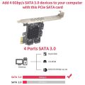PCIe SATA Card 4 Port Expansion Card,SATA III 6 Gbps Controller Expansion Card, PCIE 1X to 4 Port SATA3.0 Expansion Card. 