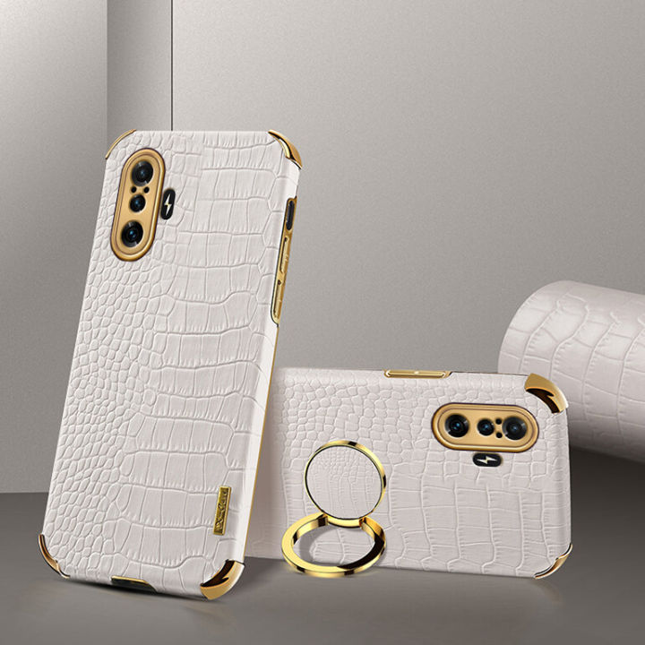 xprmy for Xiaomi Redmi K40 Gaming Phone Case Crocodile Leather Texture Electroplated Frame Camera Protection Soft TPU Shockproof Full Protection Back Cover