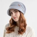 Autumn Winter Soft Plush Knitted Hat Women Girl Warm Thickened Fleece Lined Beanies Short Brim Casual Outdoor Windproof Bonnet.