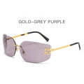 Y2K New Retro Fashion Square Rimless UV400 Glasses One Piece Gradient Elegant Summer Outdoortraveling Female Shades Sunglasses PCardiaCP. 