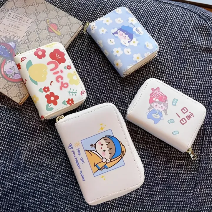 Stylish Waterproof Mini Wallet for Women and Girls, Cartoon Pattern, PU Material, Compact and Fashionable Design, 11.5x2x9cm