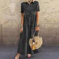 Summer Floral Print Dress Women 2021 Casual Button Up Pocket Blue Short Sleeve Maxi Dresses Plus Size Long Dresses Vestidos 5XL. 