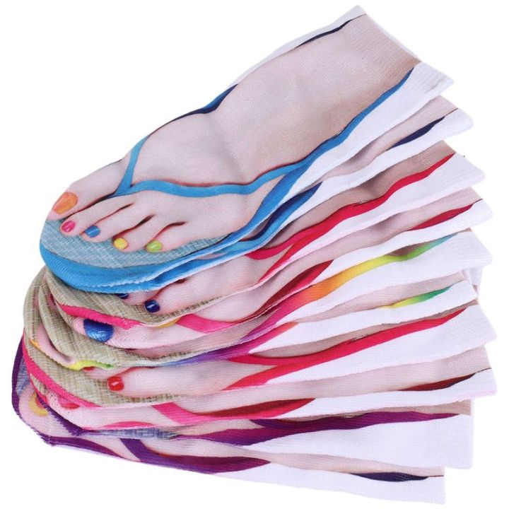 5 Pair Flip Flop Socks 3D Pattern Manicure Print Running Socks Women