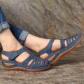 Women's Wedge Sandals Leather heels Slipper Anti Slip Plus Size Jelly Shoes Closed Toe Hook and Loop Sandal. 