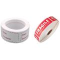 BRADOO- 300Pcs Removable Freezer Labels Food Storage Stickers & 1 Roll/500Pcs Fragile Stickers - Fragile Handle with Care Labels.