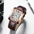 CHENXI Vintage Classic Square Brown Leather Strap Wrist Watches Fashion Brand Watches Men's Quartz Clock.