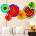 6 in 1 Paper Fan Flowerpaper Hanging For Happy Birthday Party Decoration / Bridal Shower / Wedding / New Year / Background Decorations. 