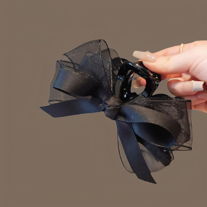 Black Mesh Bow Grab Hair Clips Women'S Hair Accessories Hairpin For Back Of Head SUPER BABY