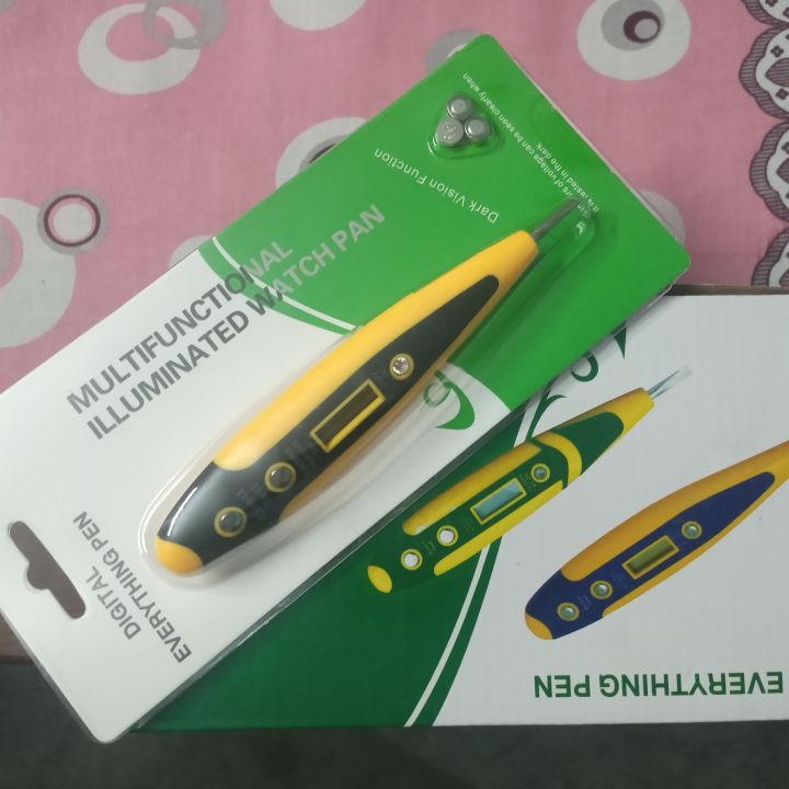 Digital [AC/DC]Voltage Tester pen digital Voltage detector Tool LED Display Test Pen[12-220V]Home Tool with light(with light)]]]]RRT