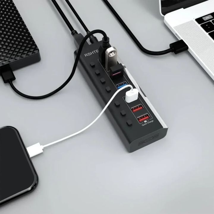 RSHTECH%20USB%20Hub%20Multi%20USB%20Splitter%207Ports%20Multiple%20Expander%203.0%20Hub%205Gbps%20Data%20Transfer%20QC3.0%2036W%20Individual%20On/Off%20Switches%20-%20Image%206