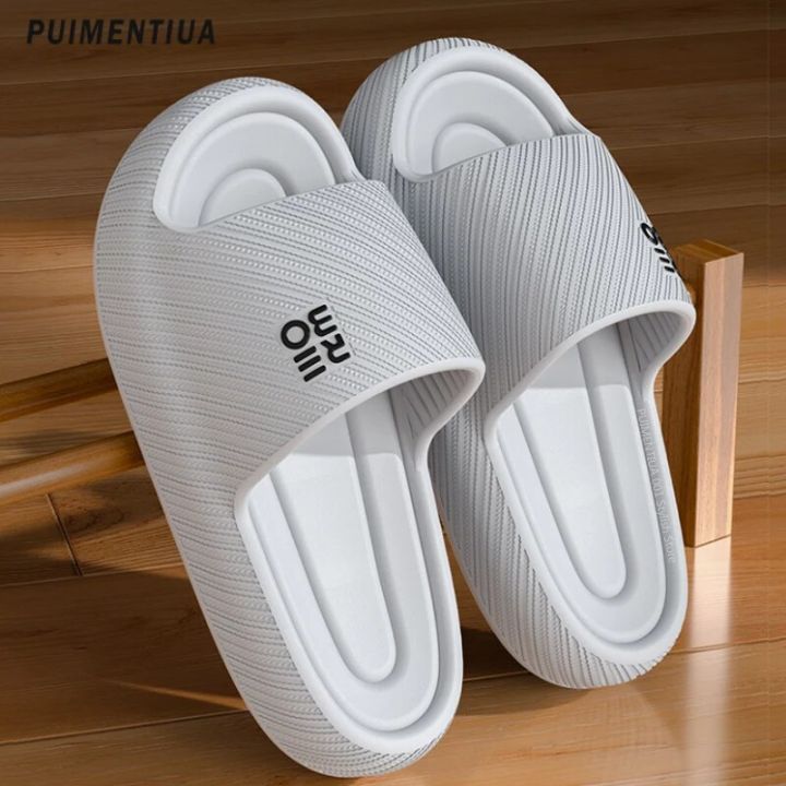 Fashion Men Slippers Thick Platform Light Eva Soft Shoes Women Couples Home Bathroom Anti-Slip Flip-Flops Summer Beach Sandals