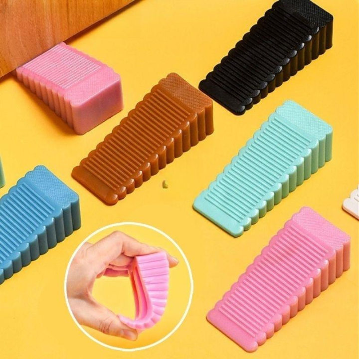 1 Pcs Heavy Duty PVC Rubber Wedge Door Stopper- Safety Door - Non-Slip Windproof Finger Protector for Home and Office - Large/Medium (70x28x19mm/95x38x28mm)