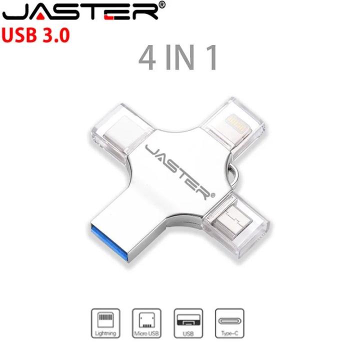 【Wireless】 JASTER Lightning USB 3.0 Flash Drives 256GB TYPE-C Memory Stick 128GB Silver Micro Pen Drive 64GB Creative Business Gift