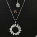 Fashionable Double Layer Stone Necklace Earrings Set for Woman.