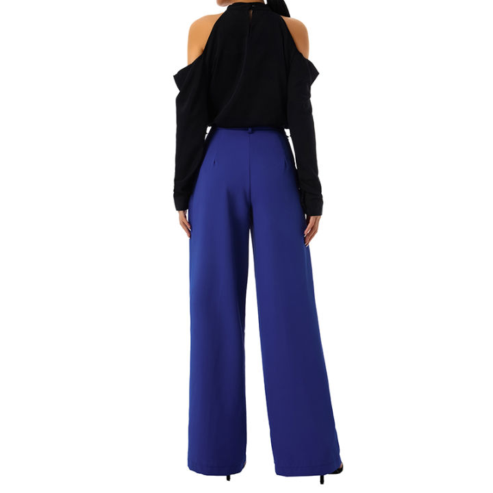 Women%20Casual%20Suit%20Pants%20Solid%20Color%20Loose%20Stretch%20High%20Waist%20Wide%20Leg%20Trousers%20for%20Home%20Office%20-%20Image%205
