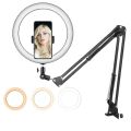 Overhead Video Stand with 10 inch Ring Light with Phone Mount for YouTube Live Streaming LED 10inch Ring Light with Smartphone Holder Tabletop Lighting Kit - 'Inner Artist Plus II. 