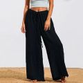 Lavish indulgent - Womens Cotton Linen Trousers Ladies Elasticated Loose Wide Leg Pants Palazzo - Sensible - Must Have - Durablity Assurance.