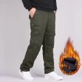 Winter Thick Pants Men Double Layer Fleece mere Overalls High Quality Men's  Trousers Warm  Cargo Pants. 