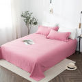 Washed Cotton Flat Sheet Cadar Queen King Size Bed Sheets Solid Color Bedding Flat Bedsheet. 