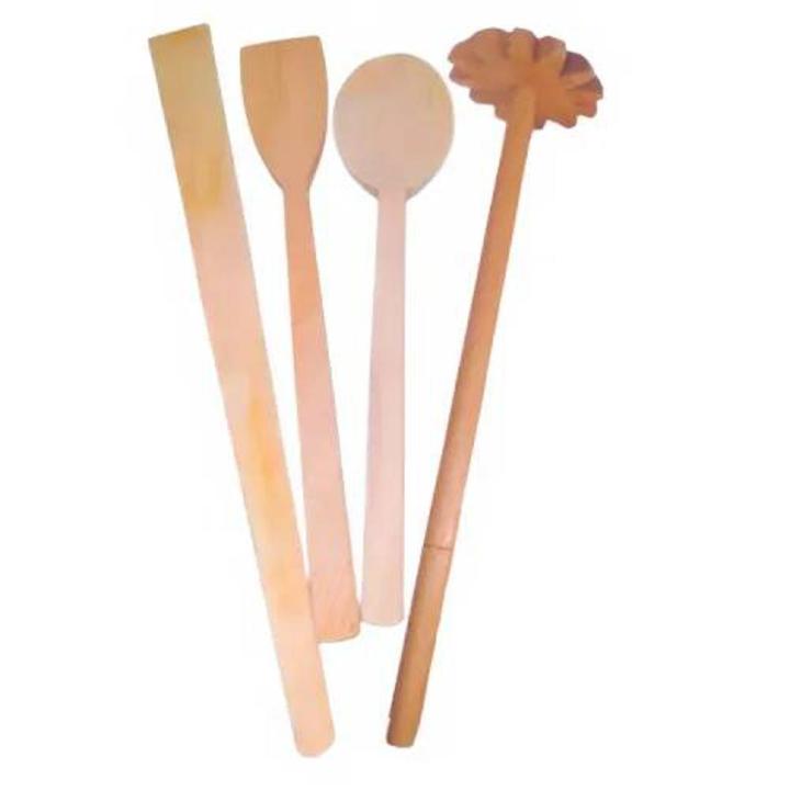 Wooden Kitchen Tools - 4 Pieces - Essential Wooden Kitchen Tools For Cooking Convenience