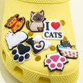 8/17/20/25/28pcs Cute Cats Shoe Charms for Croc Black Pink Paws Shoe Clips Decorations Funny Cowboy Cat Croc Jeans Xmas Gift. 