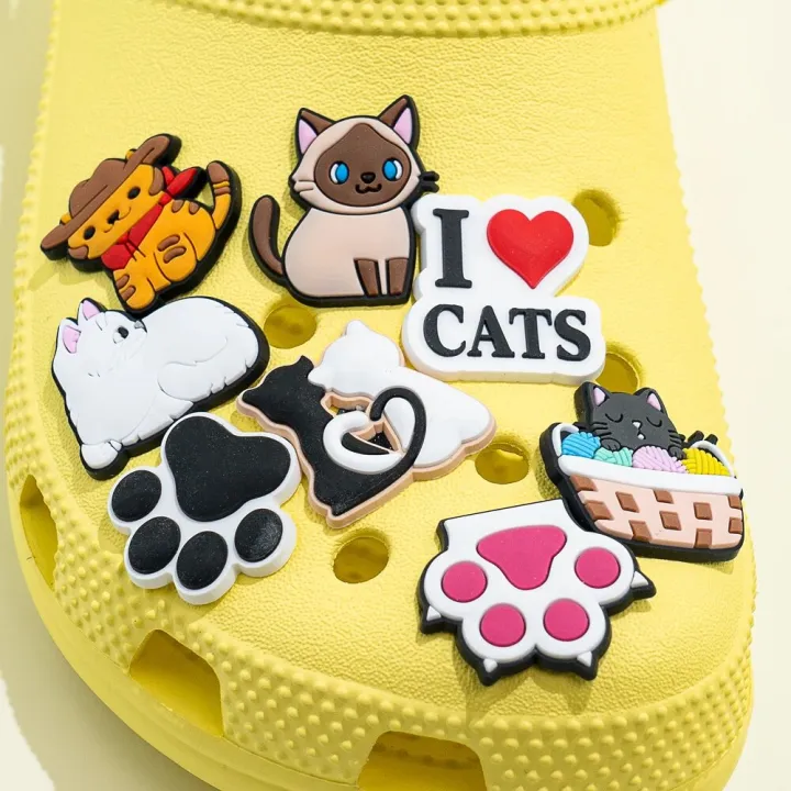 8/17/20/25/28pcs%20Cute%20Cats%20Shoe%20Charms%20for%20Croc%20Black%20Pink%20Paws%20Shoe%20Clips%20Decorations%20Funny%20Cowboy%20Cat%20Croc%20Jeans%20Xmas%20Gift%20-%20Image%204