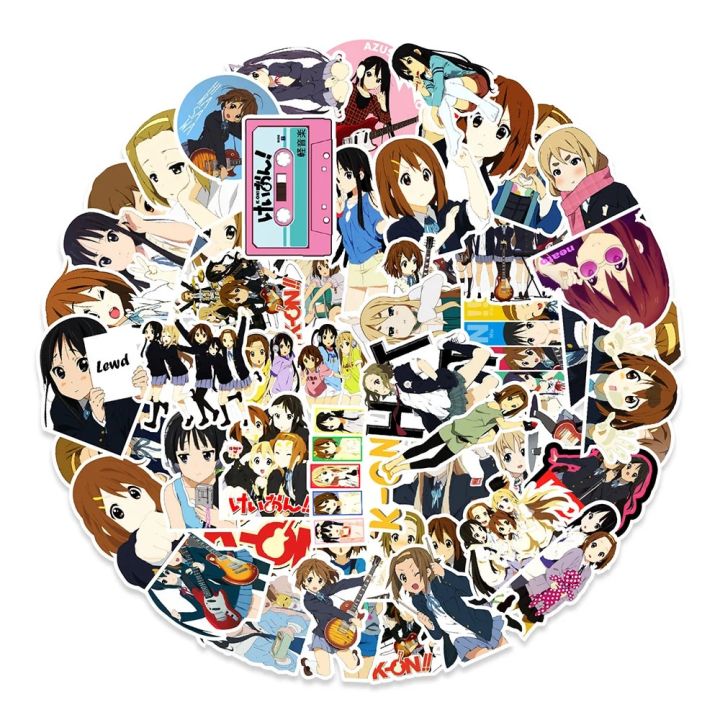 10/30/50PCS Animation K-ON Graffiti Waterproof Sticker Cartoon Cute Character Hand Account Water Cup Skateboard Helmet Wholesale