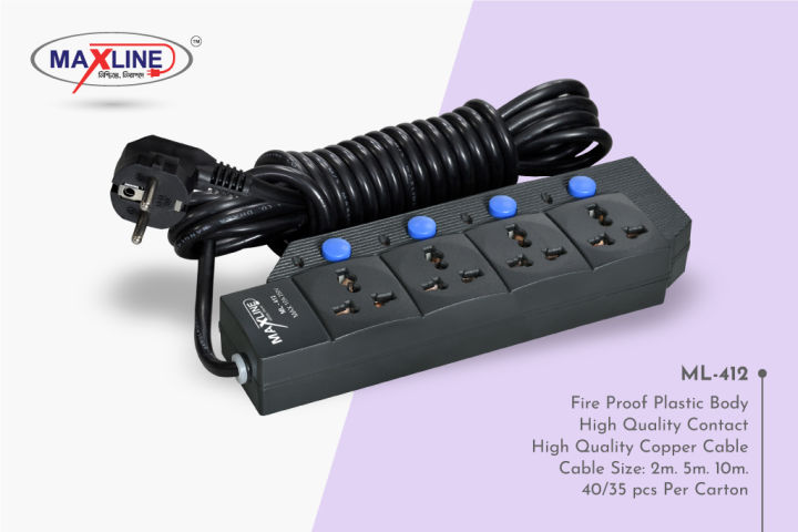Maxline  Heavy Duty Multiplug 4 Gang Model-ML-412- 5 Miter Wire/716 Fit