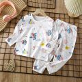 2023 New Summer Children Clothing Baby Home Clothes Set Long Sleeved Boys Girls Pajamas Thin Section Kids Pajamas Clothes.