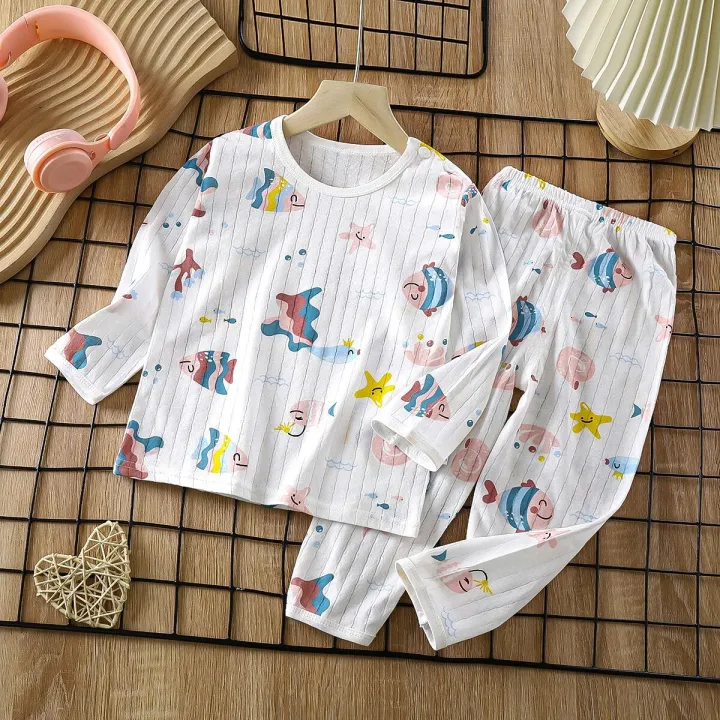 2023%20New%20Summer%20Children%20Clothing%20Baby%20Home%20Clothes%20Set%20Long%20Sleeved%20Boys%20Girls%20Pajamas%20Thin%20Section%20Kids%20Pajamas%20Clothes%20-%20Image%202