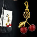 Creative Ornaments Cherry Keychain Alloy Key Decoration Cherry Charms Bag Accessories 3D Crafts Cherry Pendant Lady/Women.