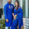 New Stylish & Exclusive Saree Panjabi Combo Couple Set Matching Dresses for Man And Women. 