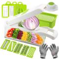 Super Value Mandoline Vegetable Cutter Chopper with Gloves Adjustable Onion Potato Slicer Dicer Kitchen Tools Accessories-White Glove Set.