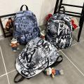 Schoolbag Men's Trendy Korean Style Printed Graffiti High School Student Large Capacity Domineering Backpack Junior High School Student College Female Backpack.