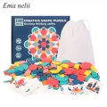 180pcs Wooden 3D Jigsaw Puzzle Tangram Montessori Educational Learning Toys Gifts Geometric Shape Puzzles Toy for Children Gifts. 