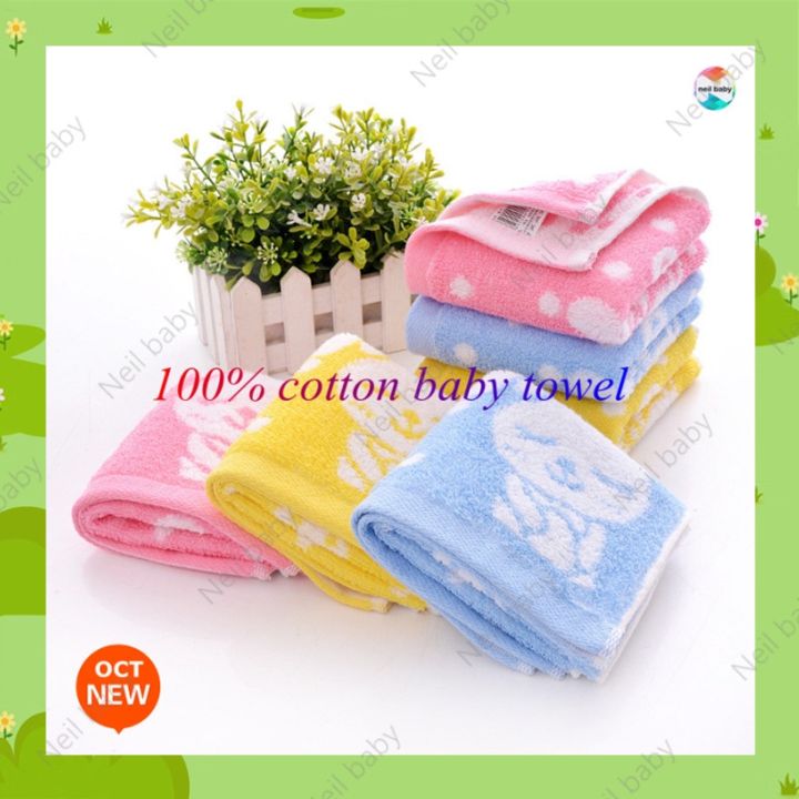 （New）[Neil baby Cotton cartoon baby towel infant face towel aborbent oft bath towel kid bimpo towel cotton for boy and girl body towel body wah Toddler Kid Hand Back Cotton Towel Face Towel Newborn Handkerchief oft Face Towel Cotton Bimpo Wah Cloth