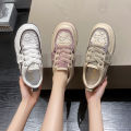 2023 summer new ins Korean version hollow white shoes female students thick bottom breathable casual sports shoes. 