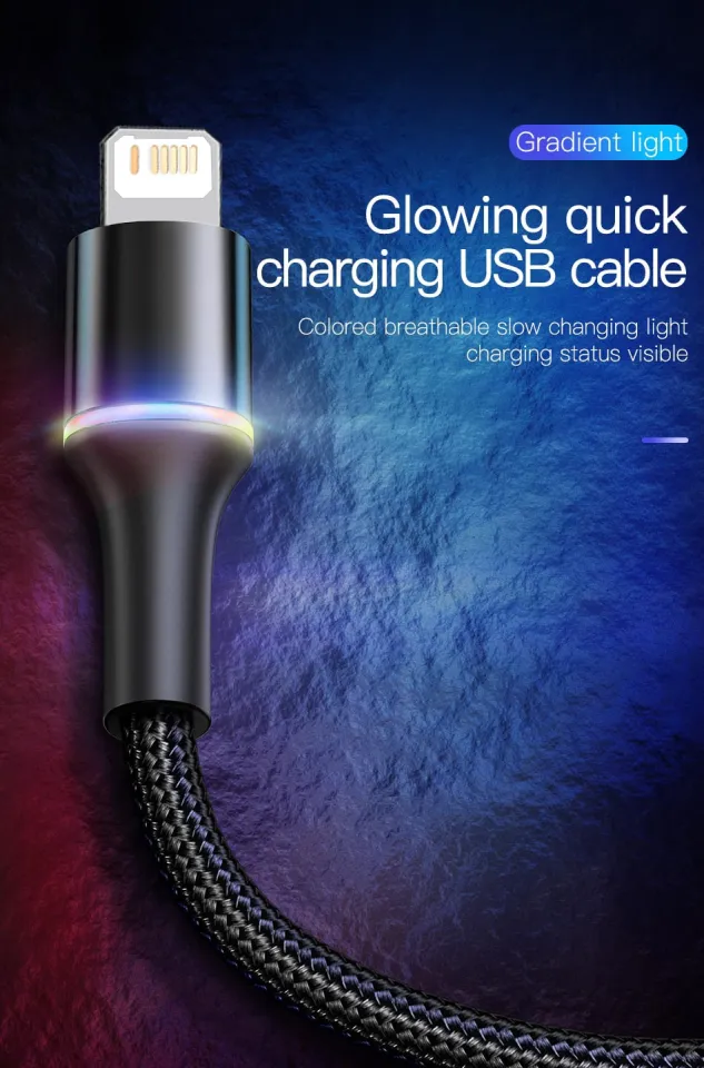 Generic 180° Rotating Fast Charge iPhone Cable, Lightning Charger Cable with LED Charging Light, Durable Thick Rubber Safety Charging for iPhone 14 13 12 11 Pro Max XR XS X 8 7