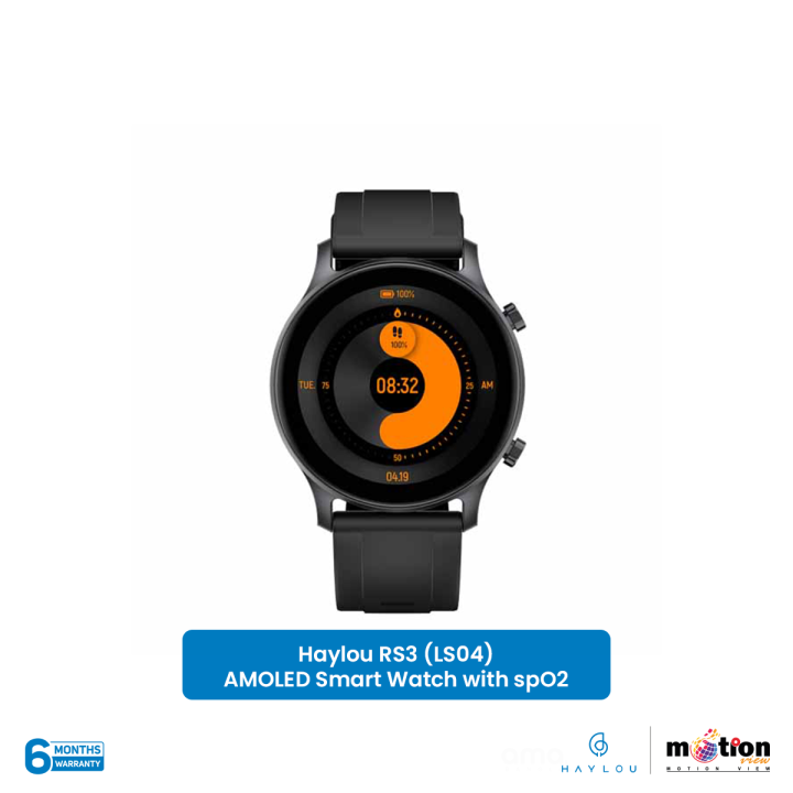 Haylou RS3 (LS04) AMOLED Smart Watch with spO2 - Black