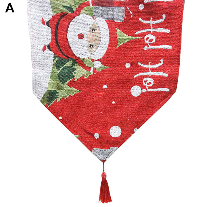 【linfang store】Table Runner Wear Resistant Cartoon Pattern Christmas Themed Dining Mat Decor Home