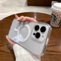 For iPhone 15 Pro Max Anti Yellow Magsafe Magnetic Wireless Charging Case Clear Transparent Shockproof Back Cover Phone case. 