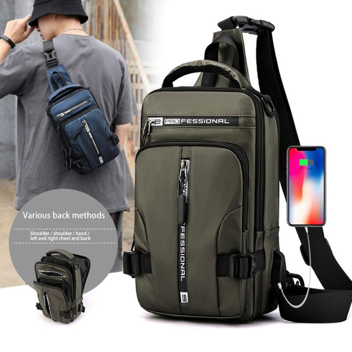 Multipurpose Using Sling Bag For Men Women Waterproof Backpack Purse Cross body Bag with USB Charging Port for Travel Daraz .bd