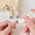Cute Cartoon Nail Clippers Creative Bear Bow Animal Fingernail Cutter Cream Color Folding Anti-splash Manicure Nail Scissors. 