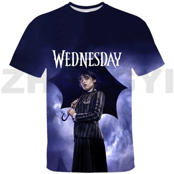 Funny TV Wednesday Addams 3D T-shirt I Hate Everything Graphic T Shirts Girls Oversized T Shirt Women Anime Tshirt Men Clothing