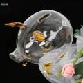 Transparent Pig Piggy Bank Novelty Tabletop Glass Pig Piggy Bank. 