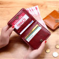 Wax Leather Women's Small Wallet European And American Retro Coin Purse Short Thin Wallet Oil. 