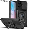 New Phone Case For Itel P55 NFC 4G Cover Car Foldable Metal Bracket Sliding Camera Protection Hard Shockproof for Itel P55 Case.