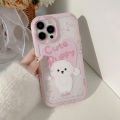 Sroof Case For iPhone 11 12 13 14 15 16 Pro Max Korean Girls Pink Cute Puppy Shockproof Silicone Soft Phone Case Back Cover.