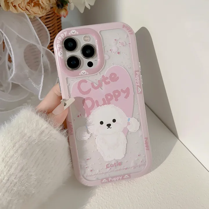 Sroof%20Case%20For%20iPhone%2011%2012%2013%2014%2015%2016%20Pro%20Max%20Korean%20Girls%20Pink%20Cute%20Puppy%20Shockproof%20Silicone%20Soft%20Phone%20Case%20Back%20Cover%20-%20Image%204