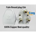 HP Best Quality  3 pin Round plug 15A, 250V. 